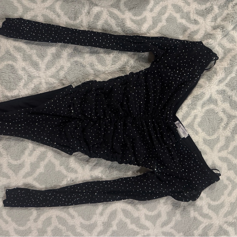 Zara Black Bodysuit with Rhinestones